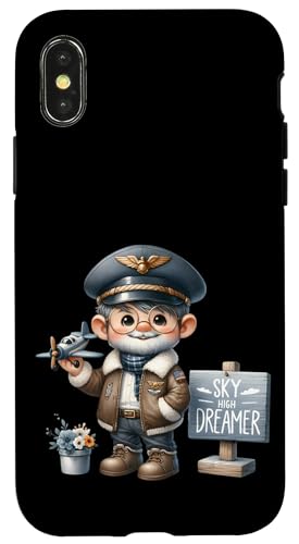 Hülle für iPhone X/XS Aviation Gnome For Him Model Airplane For Boys Pilot Dad von Funny Fathers Day Gnome Themed Gifts For Dad