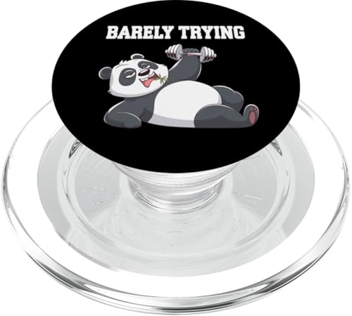 Barely Trying Panda Gym Humor Fitness Workout PopSockets PopGrip für MagSafe von Funny Fitness Gym Humor