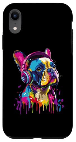 Hülle für iPhone XR Französische Bulldogge Liebhaber Kopfhörer Pop Art Lustige Französische Bulldogge von Funny French Bulldog Lovers Designs