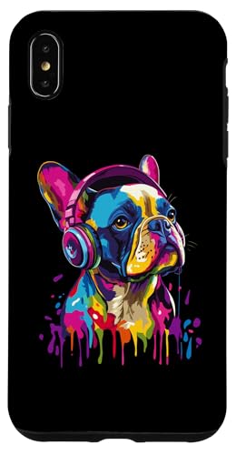 Hülle für iPhone XS Max Französische Bulldogge Liebhaber Kopfhörer Pop Art Lustige Französische Bulldogge von Funny French Bulldog Lovers Designs