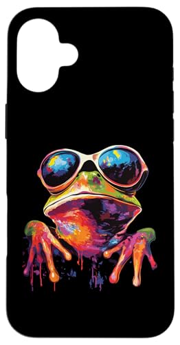 Hülle für iPhone 16 Plus Froschliebhaber Pop Art trägt Sonnenbrille lustiger Frosch von Funny Frog Lovers Designs