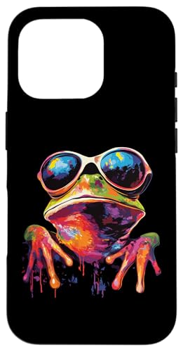 Hülle für iPhone 16 Pro Froschliebhaber Pop Art trägt Sonnenbrille lustiger Frosch von Funny Frog Lovers Designs