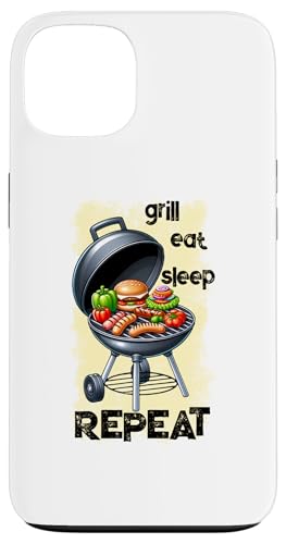 Hülle für iPhone 13 Grill Eat Sleep Repeat BBQ Grillen lustig Barbecue Humor von Funny Fun Gift Ideas