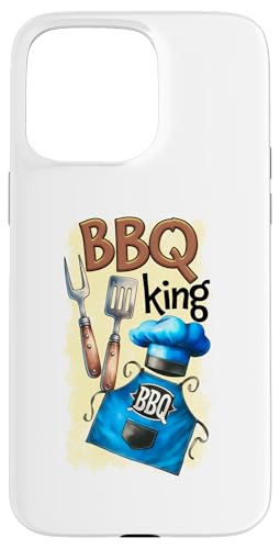 Hülle für iPhone 15 Pro Max BBQ King Grillmeister Schürze und Besteck Lustiger Grill von Funny Fun Gift Ideas