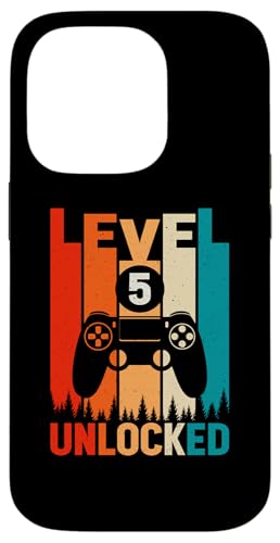 Hülle für iPhone 14 Pro Level 5 Unlocked Gaming zum 5. Geburtstag, Video Gamer Boy von Funny Gamer Birthday Gaming Tee Store