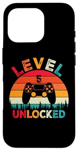 Hülle für iPhone 16 Pro Level 5 Unlocked Gaming Videospieler zum 5. Geburtstag, Boy Girl von Funny Gamer Birthday Gaming Tee Store