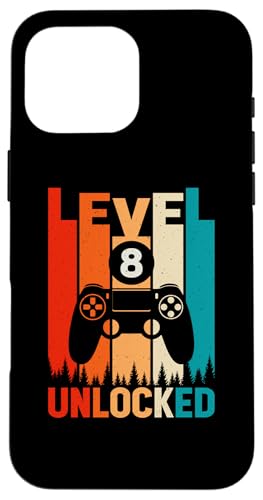 Hülle für iPhone 16 Pro Max Level 8 Unlocked Eight Gaming Video Gamer Boy zum 8. Geburtstag von Funny Gamer Birthday Gaming Tee Store