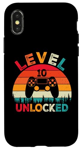 Hülle für iPhone X/XS Level 10 Unlocked Gaming Video Gamer Boy zum 10. Geburtstag von Funny Gamer Birthday Gaming Tee Store