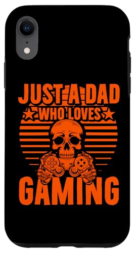 Hülle für iPhone XR Just a Dad who loves Gaming Funny Gamer Skelett Humor Men von Funny Gamer Retro Console Humor Tee