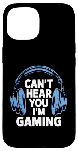 Hülle für iPhone 15 Lustige Gaming-Kopfhörer "Can't Hear You", Geschenk für Videospieler von Funny Gaming Headphones Can't Hear You