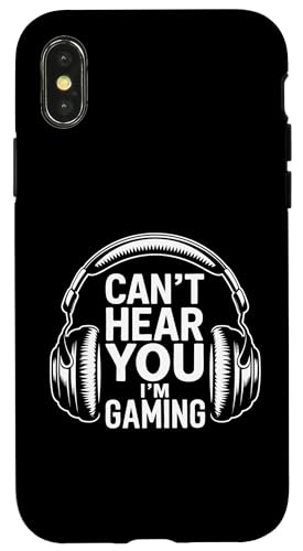 Hülle für iPhone X/XS Lustige Gaming-Kopfhörer "Can't Hear You", Geschenk für Videospieler von Funny Gaming Headphones Can't Hear You