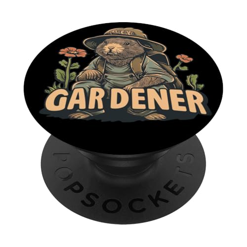 Gardener Season mit blühenden Blumen und süßem Maulwurf PopSockets mit austauschbarem PopGrip von Funny Gardener Animal Outfit