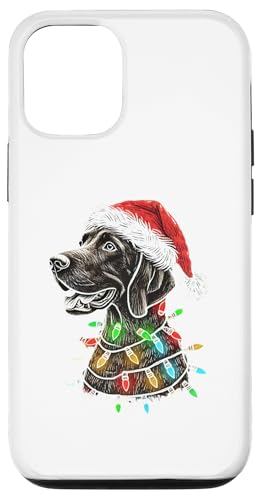 Hülle für iPhone 12/12 Pro Weihnachtsmannmütze Deutsch Kurzhaar Weihnachtsbeleuchtung Hund Mama Papa von Funny German Shorthaired Pointer Christmas Lovers