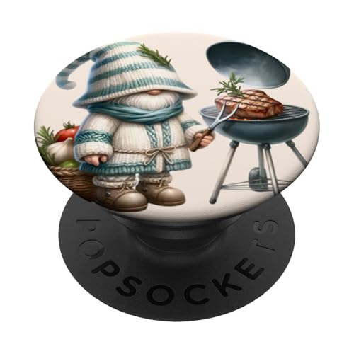 Grilling Steak Gnome For BBQ Lovers For Funny Grandpa Life PopSockets Klebender PopGrip von Funny Gnome Dad Fathers Day Gifts For Steak Lovers