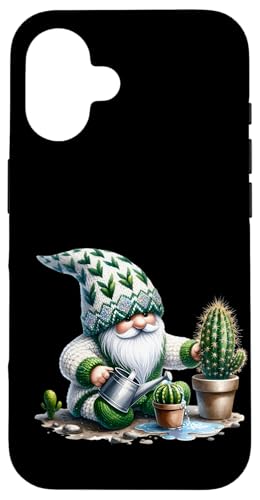 Hülle für iPhone 16 Cactus Gnome Graphic For Introverts Green Succulent Plants von Funny Gnome Stuff Cactus Gifts For Cactus Lovers