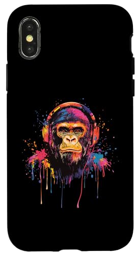 Hülle für iPhone X/XS Gorilla Lovers Pop Art trägt Kopfhörer Lustiger Gorilla von Funny Gorilla Lovers Designs