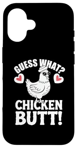 Hülle für iPhone 16 Lustiges Guess What Chicken Butt Sarkastic Chicken Meme von Funny Graphic Tee Meme