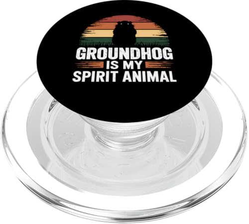 Groundhog Day Spirit Animal Funny Groundhog Retro Vintage PopSockets PopGrip für MagSafe von Funny Graphic Tees For Women and Men