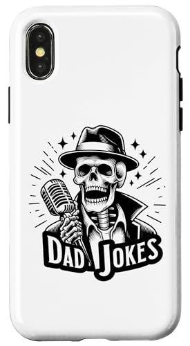 Hülle für iPhone X/XS Papa Witze Skelett Mikrofon Lustiges Papa Vatertag Wortspiel von Funny Graphic Tees For Women and Men