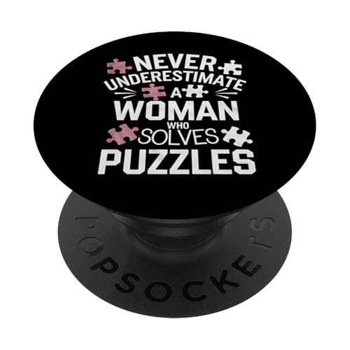 Puzzle-Liebhaber unterschätzen niemals eine Frau, die Rätsel löst PopSockets Klebender PopGrip von Funny Graphic Tees For Women and Men