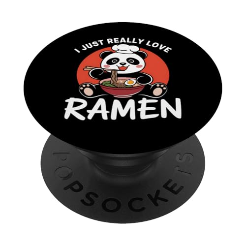 Ramen Lover Panda Bär Japanische Nudeln Feinschmecker Geschenk PopSockets Klebender PopGrip von Funny Graphic Tees For Women and Men