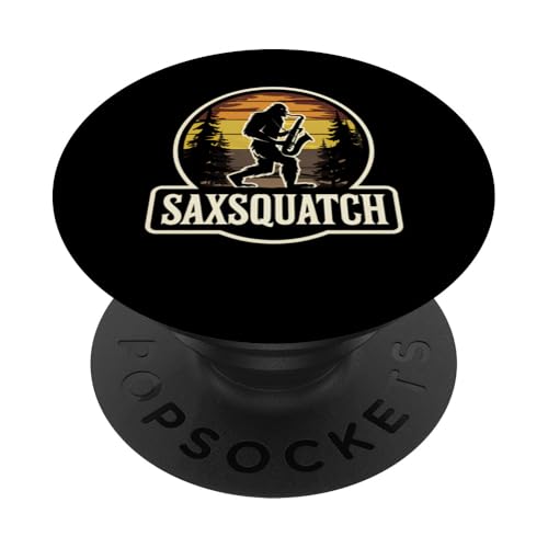 Sasquatch Saxophonspieler Bigfoot Jazz Music Lover Retro PopSockets Klebender PopGrip von Funny Graphic Tees For Women and Men