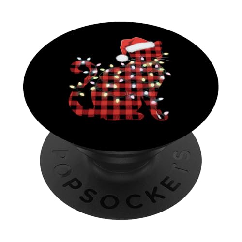 Weihnachtskatze, Weihnachtsbeleuchtung, für Kätzchen, Haustierliebhaber PopSockets Klebender PopGrip von Funny Graphic Tees For Women and Men