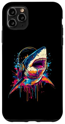 Hülle für iPhone 11 Pro Max Great White Shark Lovers Pop Art Kopfhörer Funny Shark von Funny Great White Shark Lovers Designs