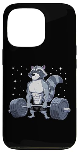 Hülle für iPhone 13 Pro Workout Waschbär Gewichtheben Grafik Männer Frauen Lustig Gym von Funny Gym Weightlifting Design for Men & Women