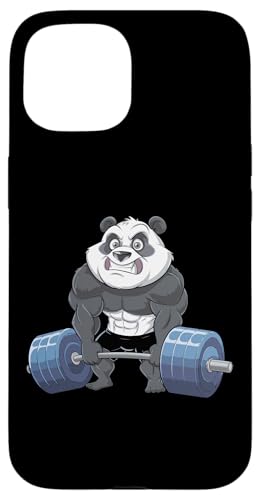 Hülle für iPhone 15 Workout Panda Gewichtheben Grafik Männer Frauen Lustig Gym von Funny Gym Weightlifting Design for Men & Women