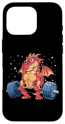 Hülle für iPhone 16 Pro Workout Dragon Gewichtheben Grafik Männer Frauen Lustig Gym von Funny Gym Weightlifting Design for Men & Women