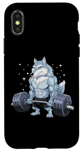 Hülle für iPhone X/XS Workout Wolf Gewichtheben Grafik Männer Frauen Lustig Gym von Funny Gym Weightlifting Design for Men & Women