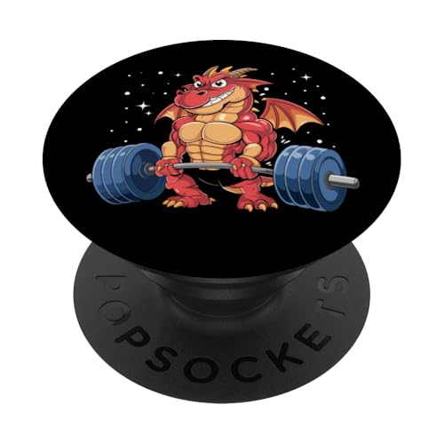 Workout Dragon Gewichtheben Grafik Männer Frauen Lustig Gym PopSockets Klebender PopGrip von Funny Gym Weightlifting Design for Men & Women