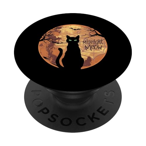 Midnight Meow Halloween-Katzenliebhaber PopSockets Klebender PopGrip von Funny Halloween Costume Boys Girls Men Women Tees