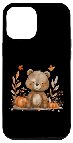 Hülle für iPhone 12 Pro Max Halloween-Kostüm süßer Bär Herbstlaub Kürbis von Funny Halloween Costume Party Art