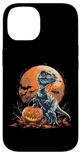 Hülle für iPhone 14 Halloween Dino T-Rex Fledermäuse Mond Trick Or Treat Kürbis Herbst von Funny Halloween Costume Party Art