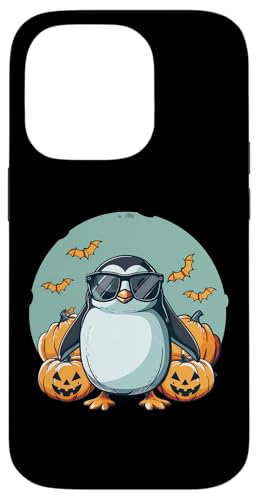 Hülle für iPhone 14 Pro Halloween-Kostüm Pinguin Gruselige Kürbislaterne Fledermäuse von Funny Halloween Costume Party Art