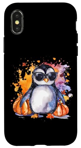 Hülle für iPhone X/XS Süßer Pinguin Halloween Trick or Treat Kürbis Hexerei von Funny Halloween Costume Party Art