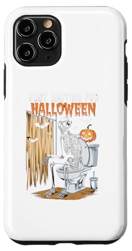 Hülle für iPhone 11 Pro Just Waiting For Halloween Lustiges Skelett-Grafikdesign von Funny Halloween Graphic Costume Tee