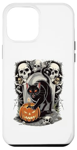 Hülle für iPhone 14 Plus Halloween Herren Skelett Katze Kürbis Dark Graphic Tee von Funny Halloween Graphic Costume Tee