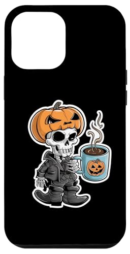 Hülle für iPhone 14 Pro Max Süßes Kürbis-Skelett mit Kaffee, Halloween-T-Shirt von Funny Halloween Graphic Costume Tee