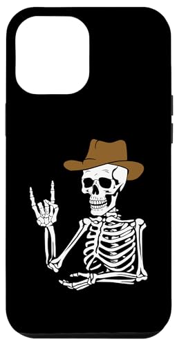 Hülle für iPhone 14 Plus Halloween Cowboy Skelett Rock auf Geste Gothic Erwachsene Kinder von Funny Halloween Gym Workout Casual Gothic Gift Tee