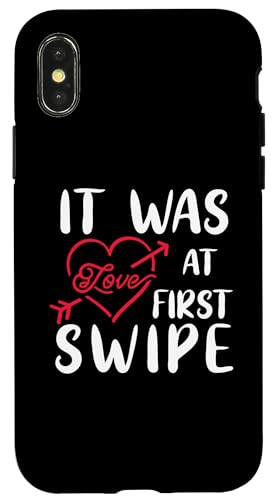 Hülle für iPhone X/XS It Was love At First Swipe Funny Valentine's Day Couple von Funny Happy Valentine's Day For Men Women