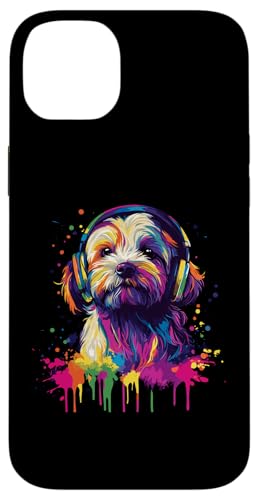 Hülle für iPhone 14 Plus Havaneser Lover Pop Art trägt Kopfhörer Lustig Havaneser von Funny Havanese Dog Lovers Designs