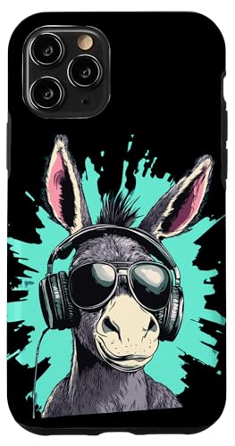 Hülle für iPhone 11 Pro Coole Sonnenbrille Esel mit Kopfhörer für Esel von Funny Headphones Donkey