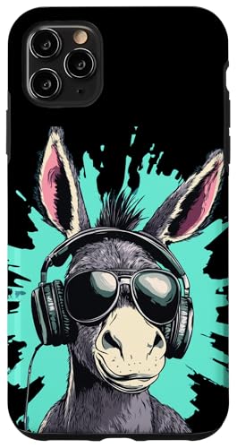 Hülle für iPhone 11 Pro Max Coole Sonnenbrille Esel mit Kopfhörer für Esel von Funny Headphones Donkey