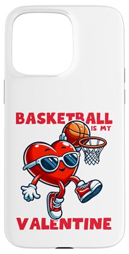 Hülle für iPhone 15 Pro Max Lustiges Herz spielt Basketball Valentinstag Junge Mädchen Kind von Funny Heart Playing Ball Sports Valentines Day