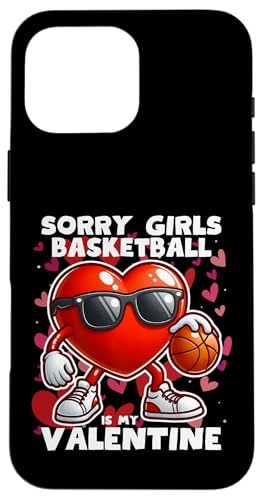 Hülle für iPhone 16 Pro Max Lustiges Herz spielt Basketball Valentinstag Junge Mädchen Kind von Funny Heart Playing Ball Sports Valentines Day