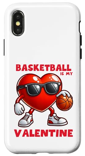 Hülle für iPhone X/XS Lustiges Herz spielt Basketball Valentinstag Junge Mädchen Kind von Funny Heart Playing Ball Sports Valentines Day