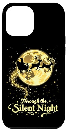 Hülle für iPhone 14 Pro Max Weihnachtsmann Rentier Schlitten über dem Mond Xmas von Funny Holidays Boys Girls Men Women Tees Gifts